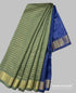Semi Raw Silk Mehendi Green Handloom Saree with all over Khapa dots and khapa border